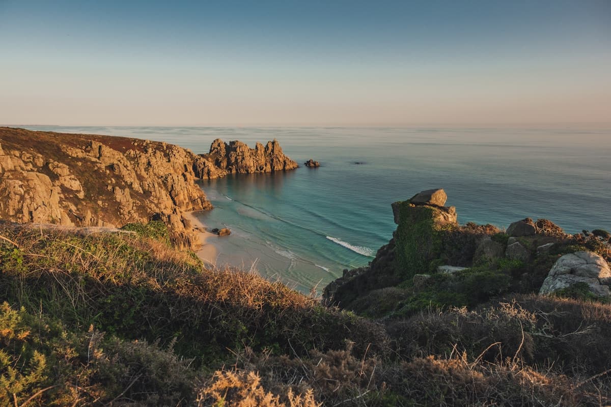 Turquoise water and white sand at a UK beach