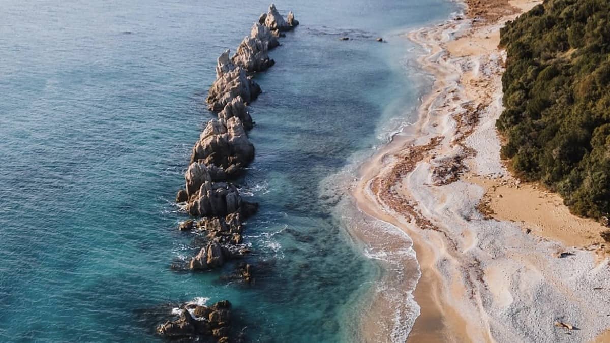Artolithia Beach near Preveza Epirus Greece with clear Ionian water and natural pebble shore