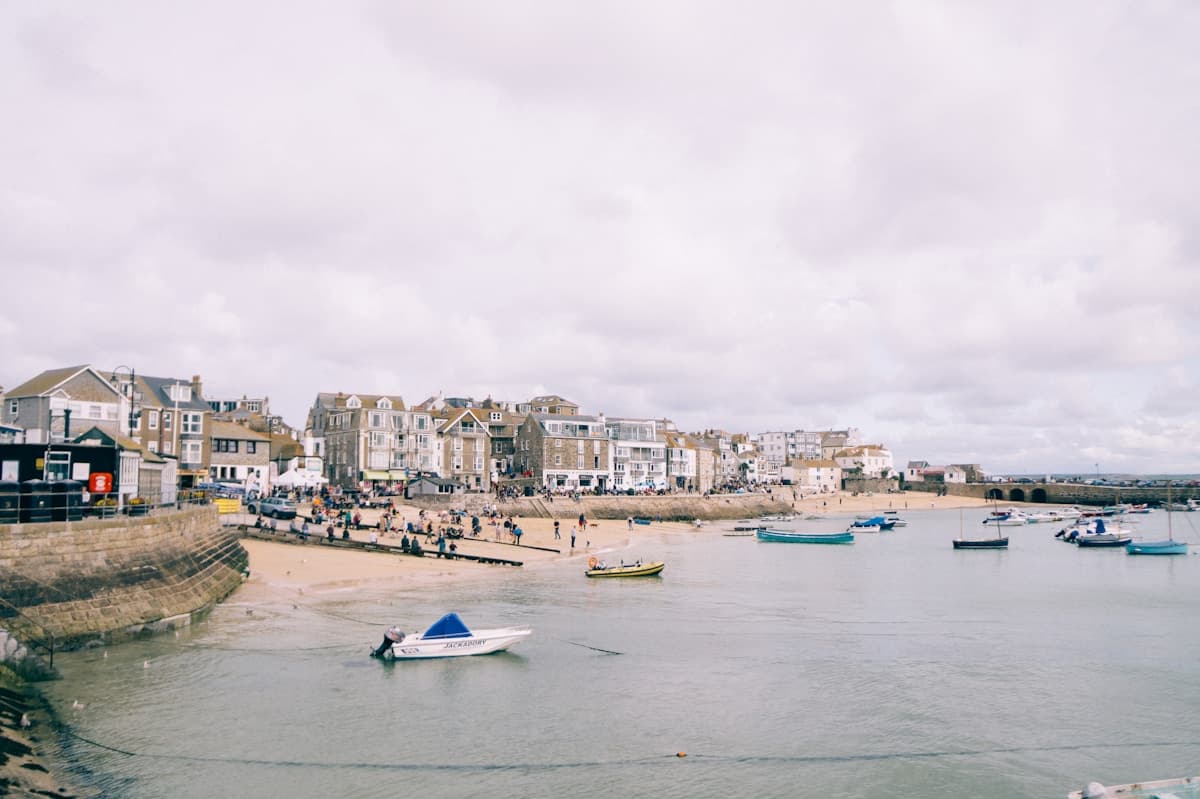 Cornwall beach with turquoise water and sandy cove