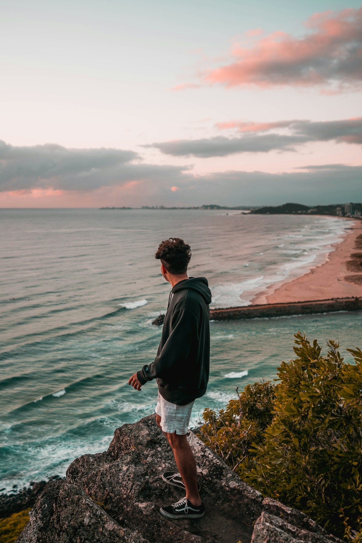 Burleigh Heads headland with pandanus trees overlooking the ocean
