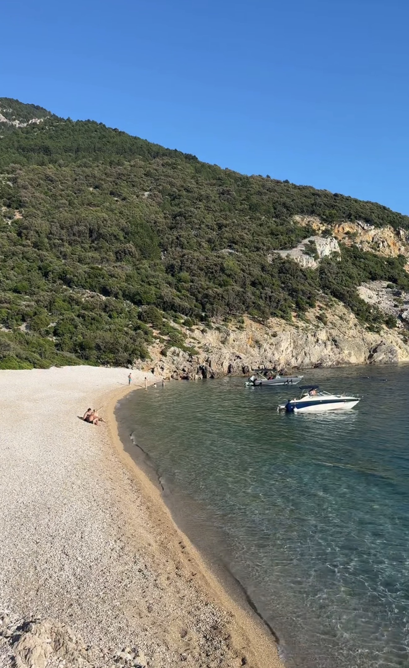 View from Lubenice village looking down to the remote beach far below on Cres Island