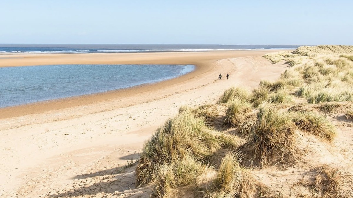 Holkham Beach in Norfolk, a vast flat sand beach backed by pine woods
