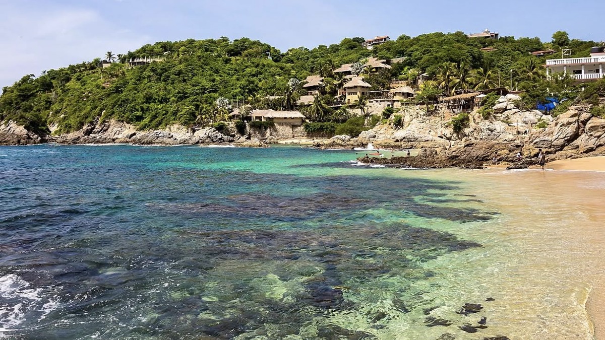 Playa Estacahuite's three small protected coves near Puerto Ángel