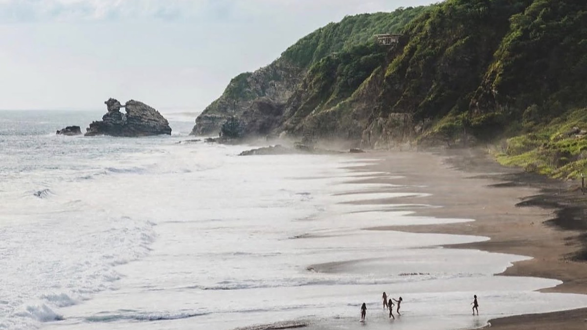 Mazunte's sea turtle nesting beach at sunset on the Oaxacan coast