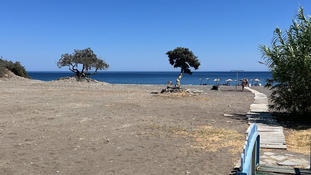 Gennadi Beach on the southeast coast of Rhodes, a long quiet pebble strip with calm clear water