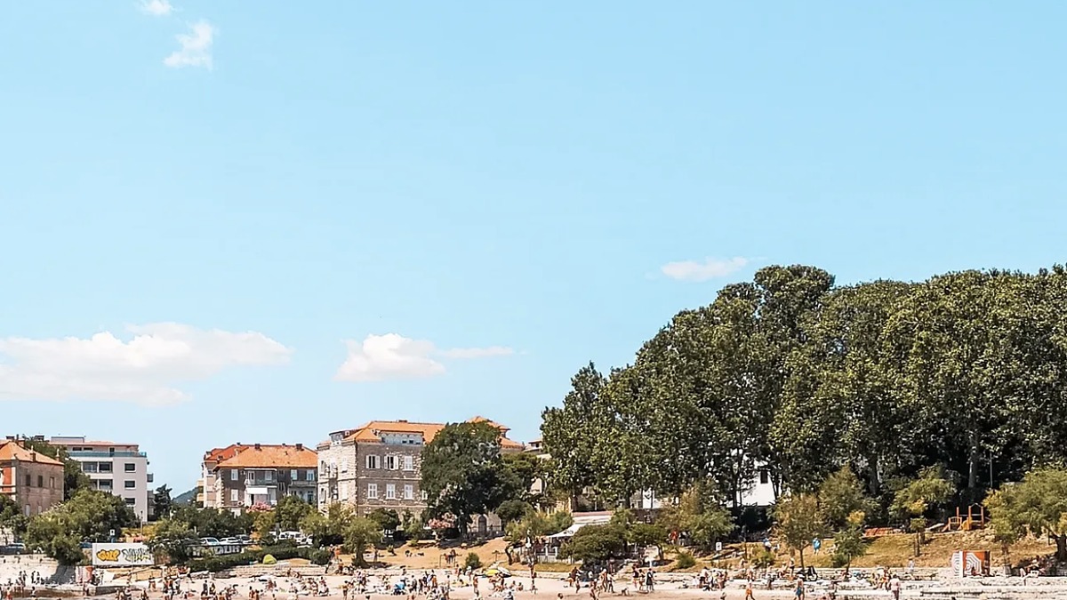 Bacvice Beach in central Split, a shallow sandy bay known for the picigin ball game