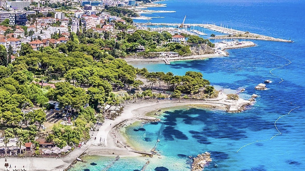 Ovcice Beach east of Diocletian's Palace, a quieter pebble-and-sand city beach in Split
