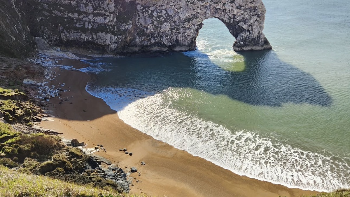 Durdle Door on Dorset's Jurassic Coast, the limestone arch framing the sea