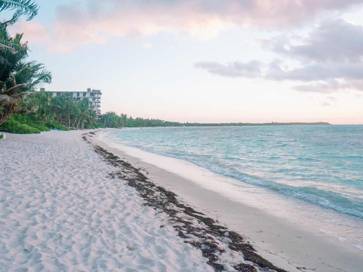 White sand beach with turquoise water along the Gulf Coast shoreline