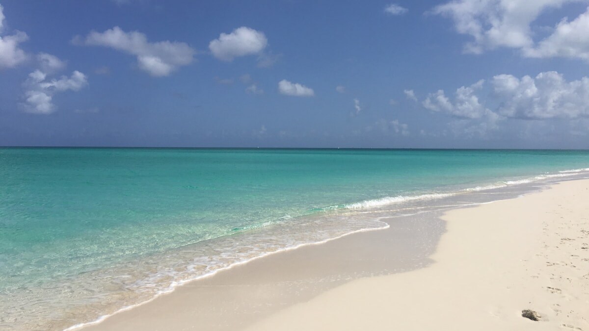 Powder white sand and crystal clear turquoise water at Grace Bay Beach in Providenciales Turks and Caicos